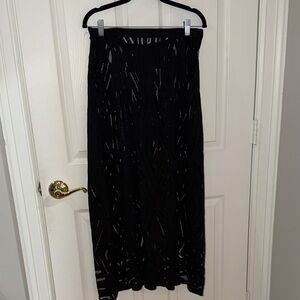 Elegant Black Women's Skirt maxi lace sheer coverup